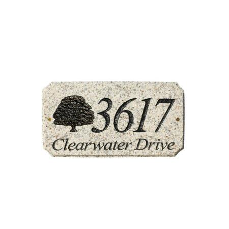 QUALARC 9 in. StoneMetal Oak Tree Logo Rectangle Solid Granite Address Plaque in Autumn Leaf Color EXE-4702-AL-OK